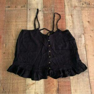 American Eagle women's size xs front button up cami camisole blouse in black